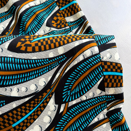 アフリカンワックスプリント タックパンツ Snow flower ロングパンツ