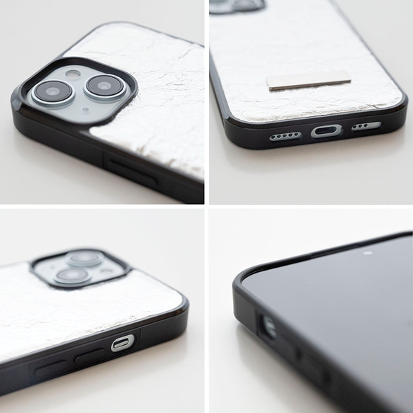 【 クリンクル シルバー リアケース ネームプレート 名入れ 】 スマホショルダー スマホケース パーツ付 JE21U 3枚目の画像