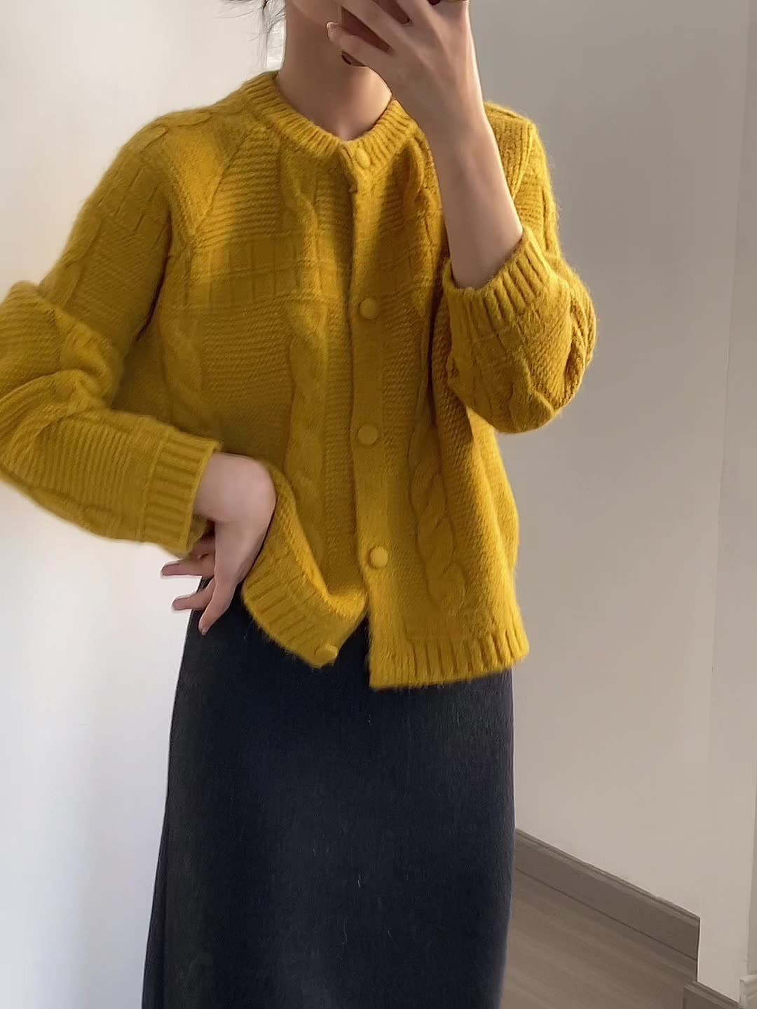 秋冬レディースクルーネックカバーボタン麻花纹セーター【返品・交換可】品質最優先25-486