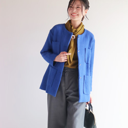 New【ロイヤルブルー】品よく華やぐ、秋の羽織りツイードジャケット♡ 3枚目の画像