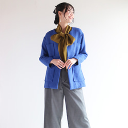 New【ロイヤルブルー】品よく華やぐ、秋の羽織りツイードジャケット♡ 5枚目の画像