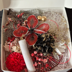 【豪華】ディップアート　簪　キラキラ　髪飾り　成人式　卒業式  赤　黒　ゴールド　白　水引　タッセル　チュール 8枚目の画像