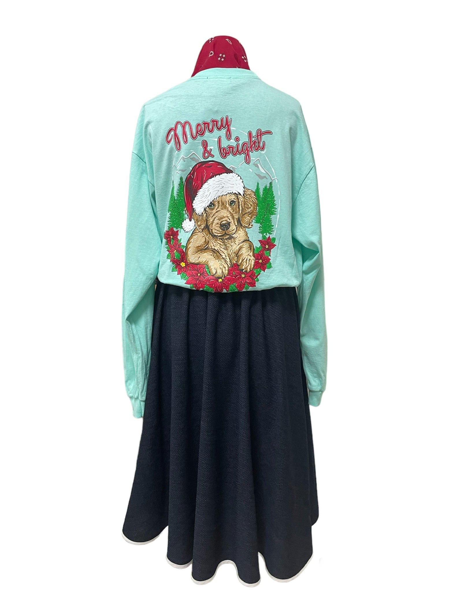 USA輸入USEDロンT&ウール生地フレアスカートリメイクワンピース