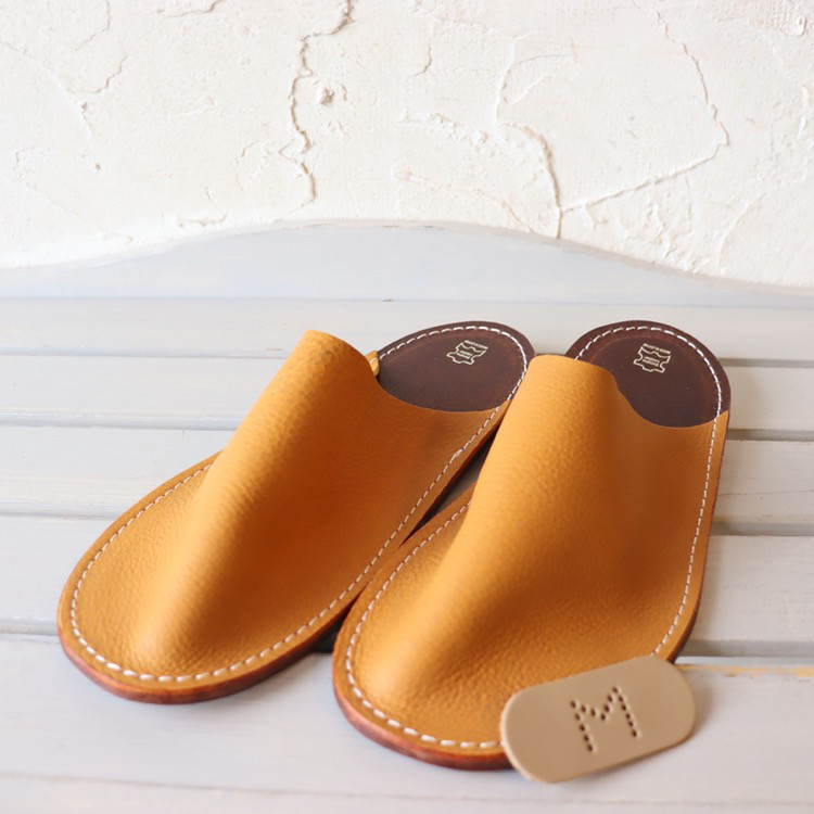 レザースリッパ  M イタリアンシュリンクレザー ハンドメイド 102716