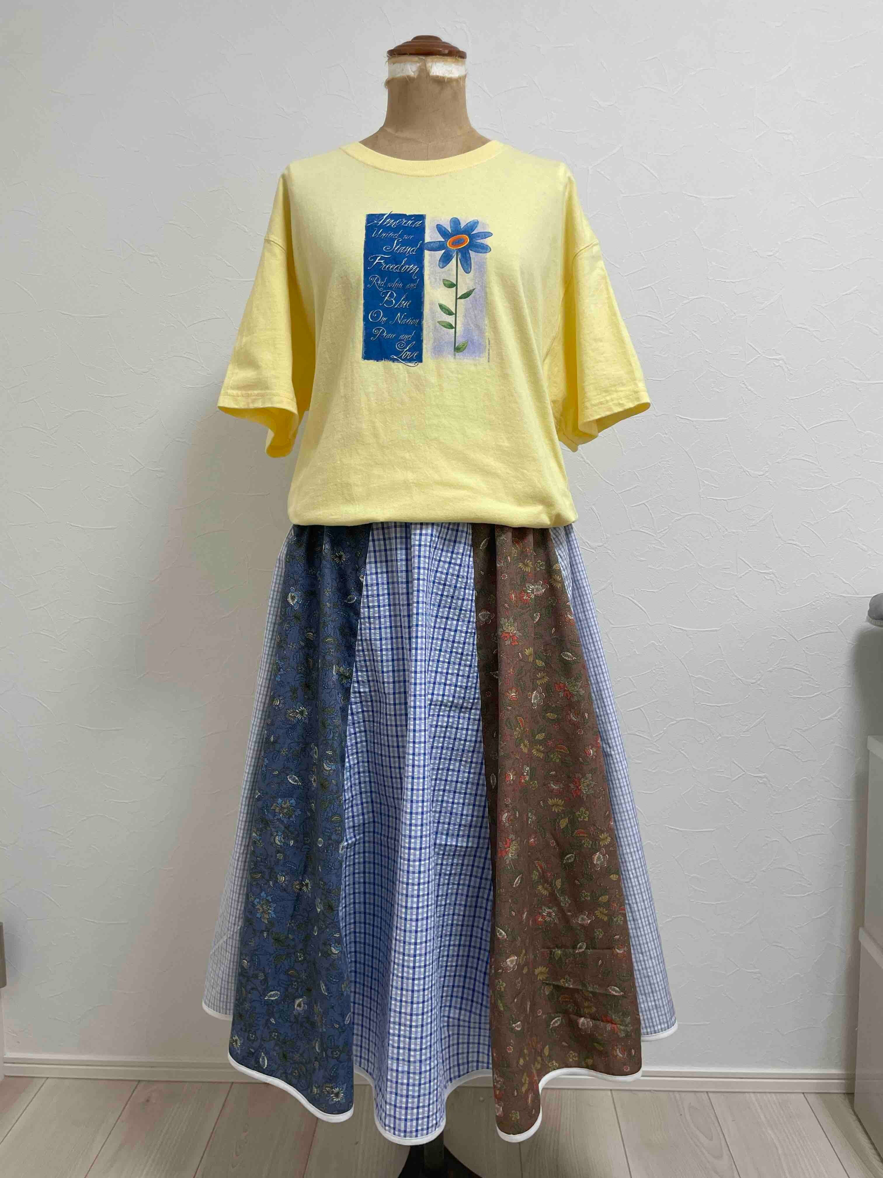 USA輸入USEDTシャツ&8枚接ぎスカートリメイクワンピース