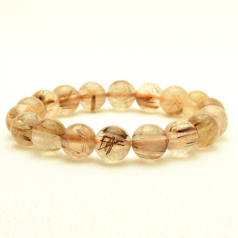 【成功へ導く知性の光☆】　タイガータイチンルチル ブレスレット 11-12mm　一点物【GHB104】京海堂