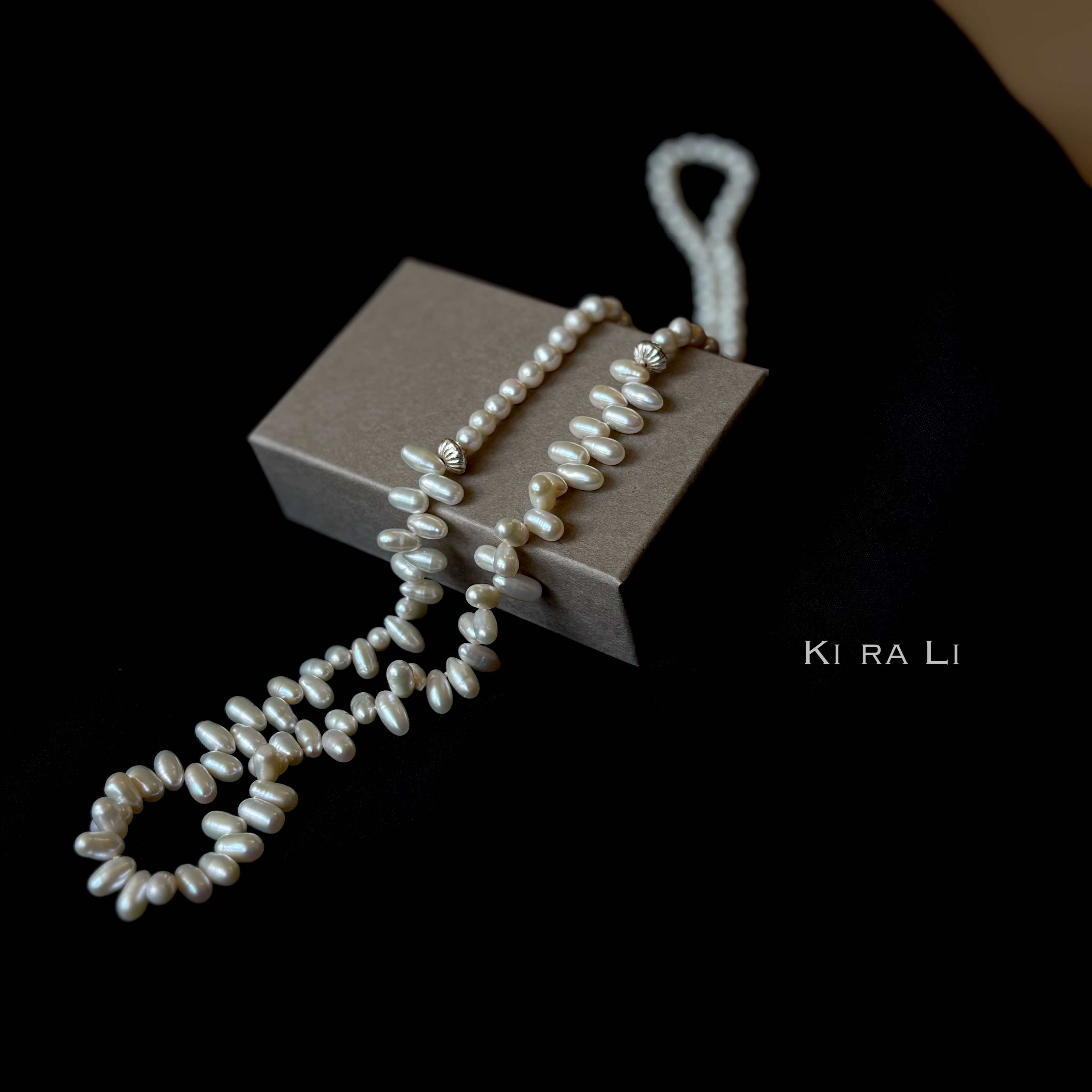 送料無料　留め具のないパールロングネックレス クレオ