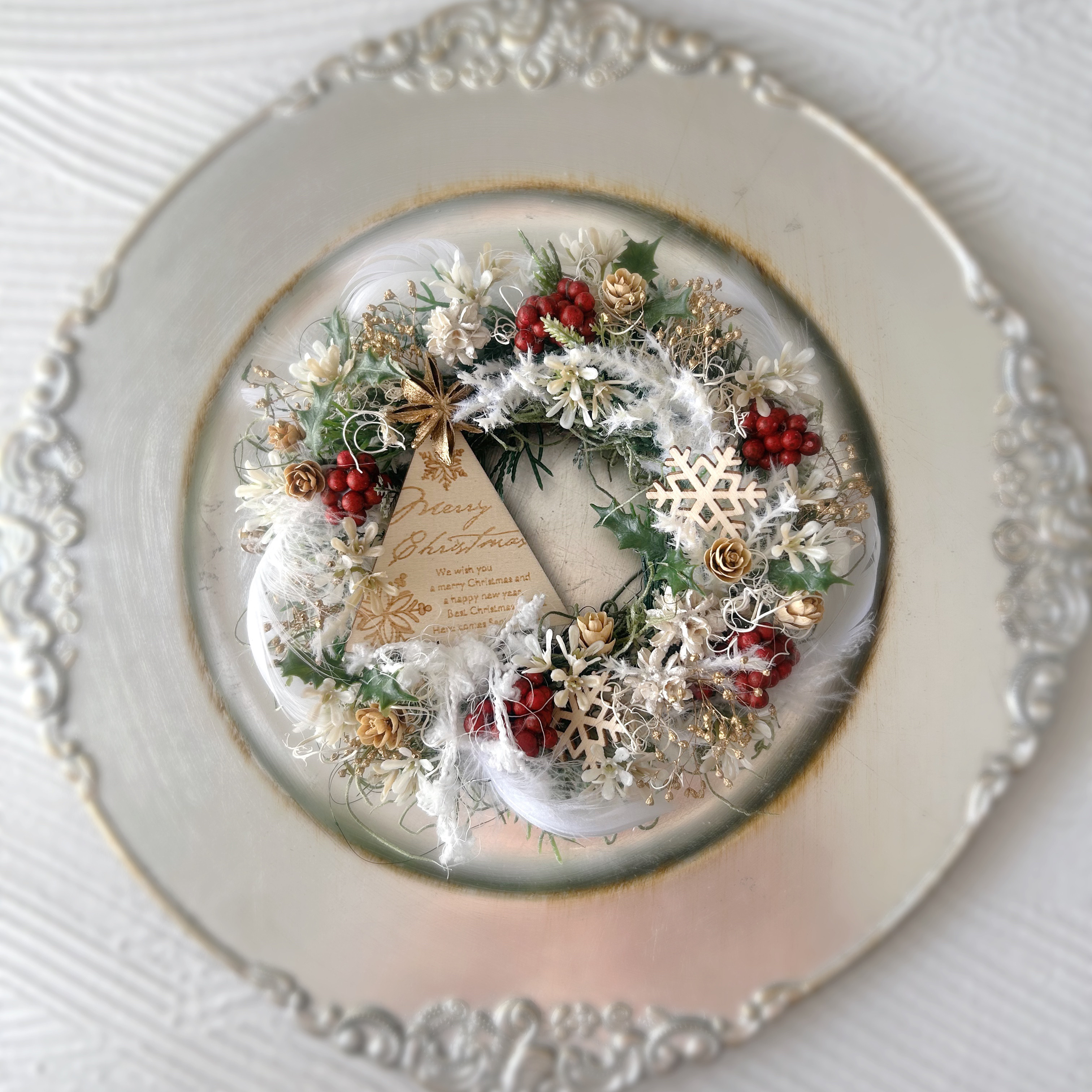 手のひらサイズのクリスマスリース 直径12cm 無料ラッピング クリスマス飾り クリスマスアイテム ナチュラル 壁掛け