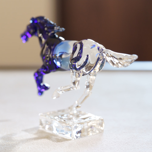 ガラスの干支 午 「 駿 (小・ブルー) 」 馬 お正月 縁起物 その他置物