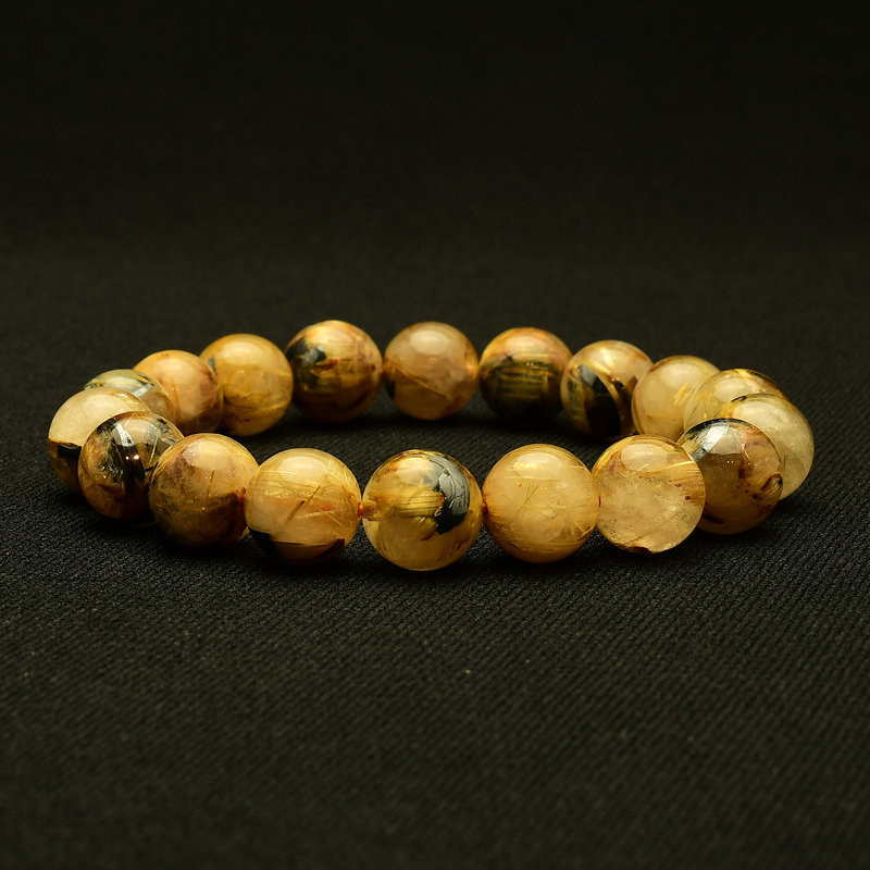 【黒と金のコントラストが魅せる☆】　タイチンルチル 太陽放射ルチル ブレスレット 11mm　一点物【GHB105】京海堂