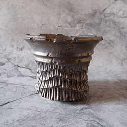 6号燻し金彩鉢318　塊根植物　多肉植物　アガベ　盆栽　植木鉢　作家鉢　鉢皿　沖縄 3枚目の画像