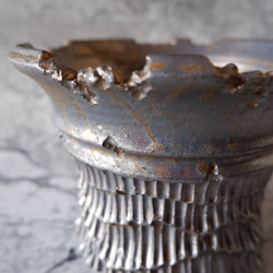 6号燻し金彩鉢318　塊根植物　多肉植物　アガベ　盆栽　植木鉢　作家鉢　鉢皿　沖縄 2枚目の画像