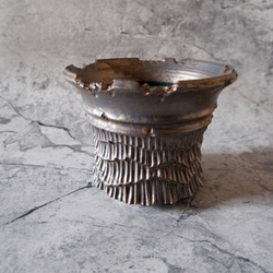 6号燻し金彩鉢318　塊根植物　多肉植物　アガベ　盆栽　植木鉢　作家鉢　鉢皿　沖縄 1枚目の画像