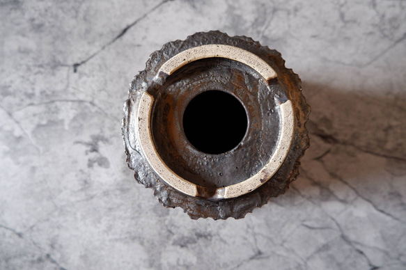 6号燻し金彩鉢318　塊根植物　多肉植物　アガベ　盆栽　植木鉢　作家鉢　鉢皿　沖縄 7枚目の画像