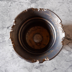 6号燻し金彩鉢318　塊根植物　多肉植物　アガベ　盆栽　植木鉢　作家鉢　鉢皿　沖縄 5枚目の画像