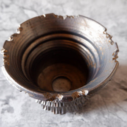 6号燻し金彩鉢318　塊根植物　多肉植物　アガベ　盆栽　植木鉢　作家鉢　鉢皿　沖縄 4枚目の画像