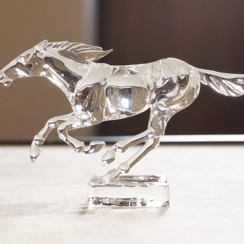 受注製作 ガラスの干支 午 「 駿 (小・クリア) 」 馬 お正月 縁起物