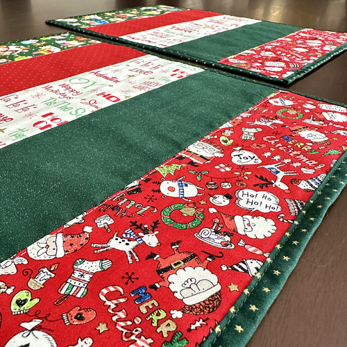パッチワーククリスマスランチョンマット 2枚セット ランチョンマット