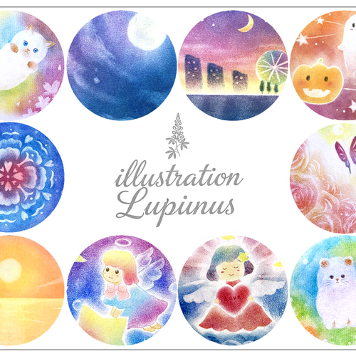 遥かなる銀河3 ハンドメイドパステル画　絵画アート原画 送料無料 卓上 パステル アート 三日月 木 夜 パステル画 手描き 原画