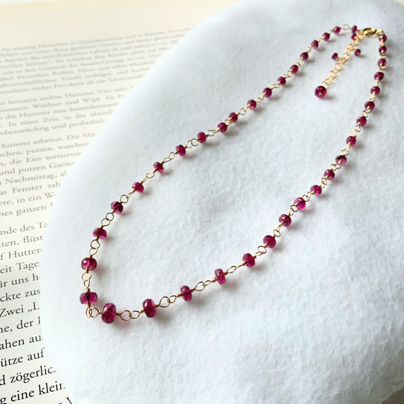 rubellus✴︎ルベライト（ピンクトルマリン）14kgfネックレス 4枚目の画像