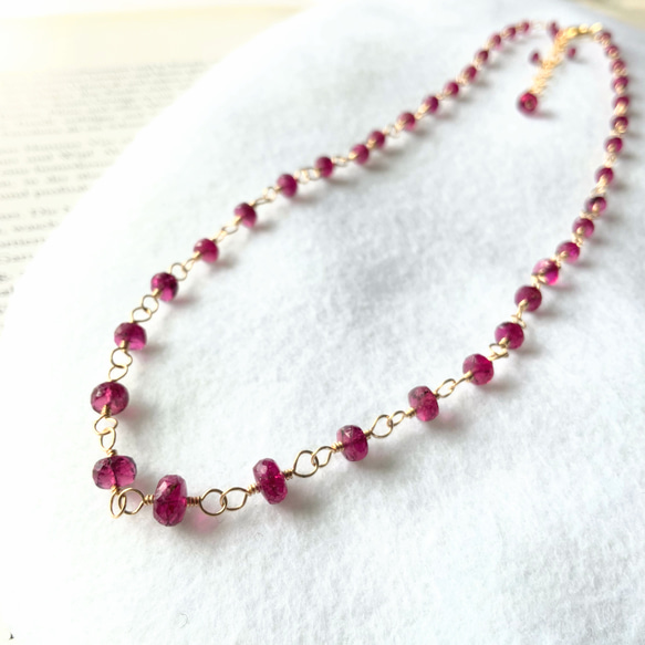 rubellus✴︎ルベライト（ピンクトルマリン）14kgfネックレス 3枚目の画像