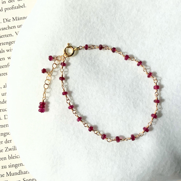 rubellus✴︎ルベライト（ピンクトルマリン）14kgfブレスレット 4枚目の画像