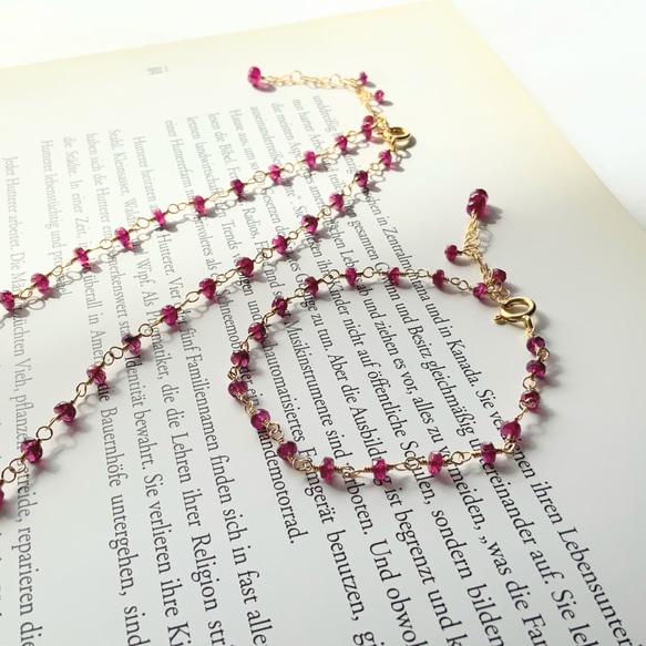 rubellus✴︎ルベライト（ピンクトルマリン）14kgfブレスレット 5枚目の画像