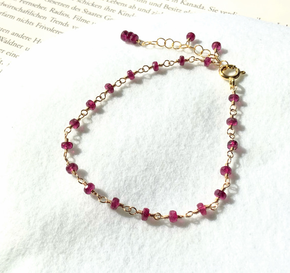 rubellus✴︎ルベライト（ピンクトルマリン）14kgfブレスレット 3枚目の画像