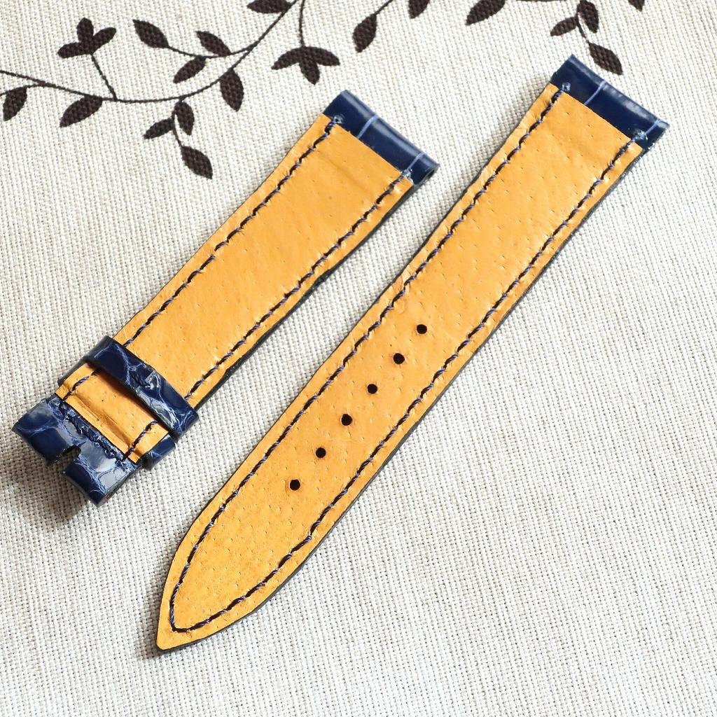 腕時計ベルト 20-18mm クロコダイル ネイビーブルー #207