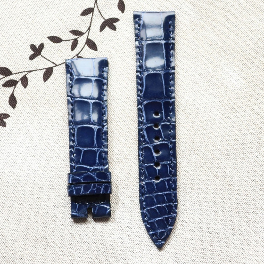 腕時計ベルト 20-18mm クロコダイル ネイビーブルー #207