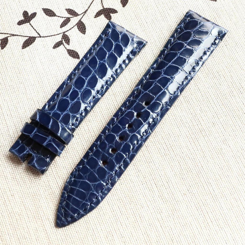腕時計ベルト 20-18mm クロコダイル ネイビーブルー #208