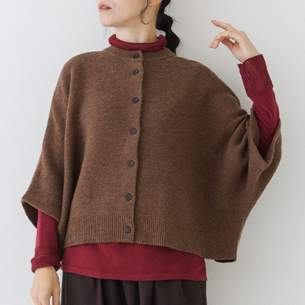 【30％OFF】家庭で洗えます 軽くて暖か ラムニット ガーター編み 8分袖ワイド カーディガン