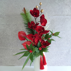 new!!❀福壽束2026深紅緑2way【花束・スワッグ】松竹・胡蝶蘭　早割・数量限定 7枚目の画像