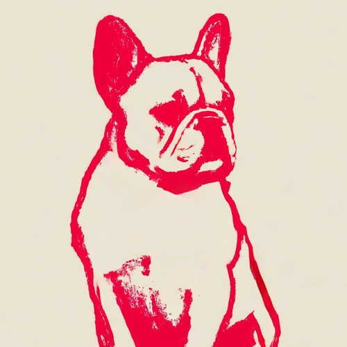名入れOK【Red Line - フレンチブルドッグ・フレブル犬 No.3】アート