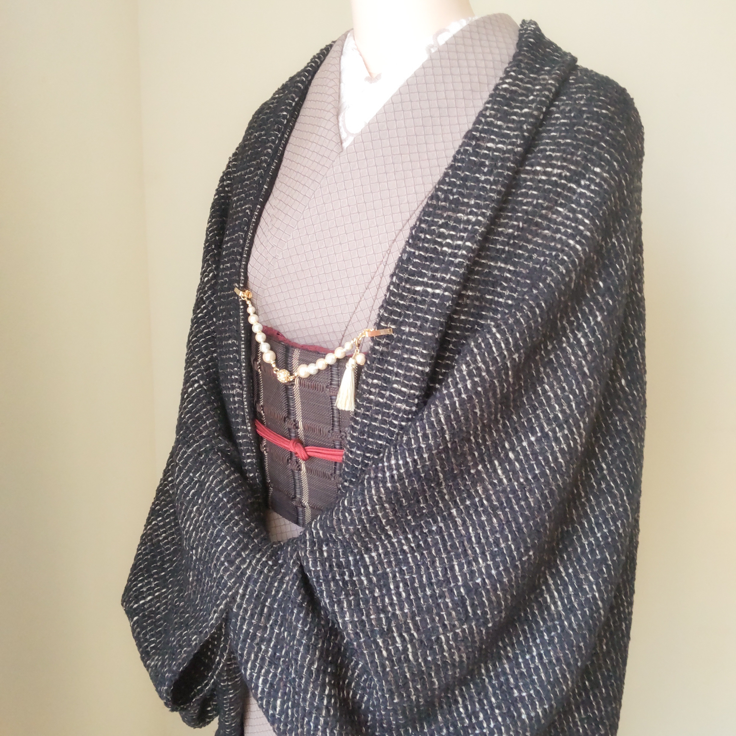 【やわらかツイード】ブラック・モモンガカーディガン