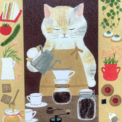 ポストカード　絵本の中のねこ（#new8  カフェ三毛猫） 5枚目の画像