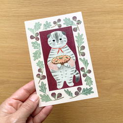 ポストカード　絵本の中のねこ（#new9    スコティッシュとイチジク） 2枚目の画像