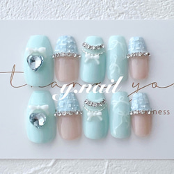 ネイルチップ/バレエ/バレエコア/バレリーナ/フレンチネイル/リボン