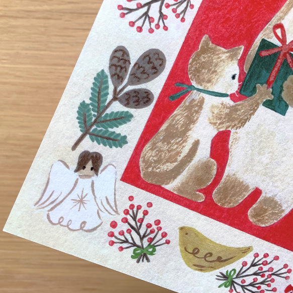 ポストカード　絵本の中のねこ（#new12 親子猫のクリスマス） 6枚目の画像
