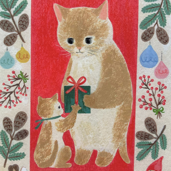 ポストカード　絵本の中のねこ（#new12 親子猫のクリスマス） 5枚目の画像