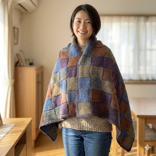 ガーター編みのブランケット ひざ掛け おくるみ 手編み MONA その他