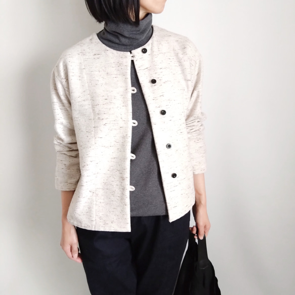 再販！× 7  新！ジャズネップコットンツイードのトップ  ナチュラル 7枚目の画像