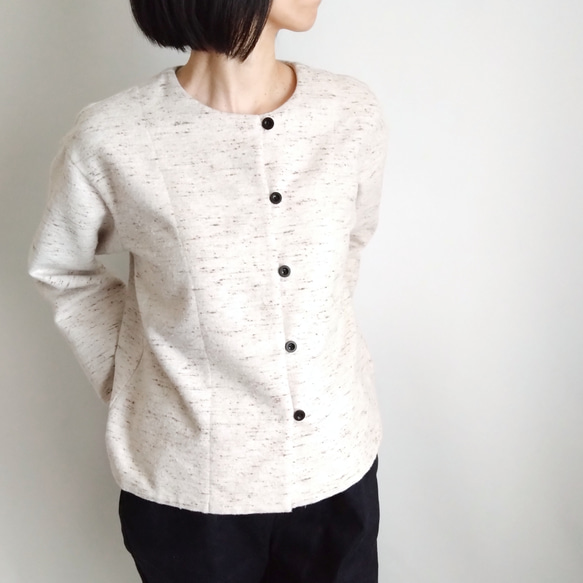 再販！× 7  新！ジャズネップコットンツイードのトップ  ナチュラル 4枚目の画像
