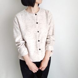 再販！× 7  新！ジャズネップコットンツイードのトップ  ナチュラル 2枚目の画像