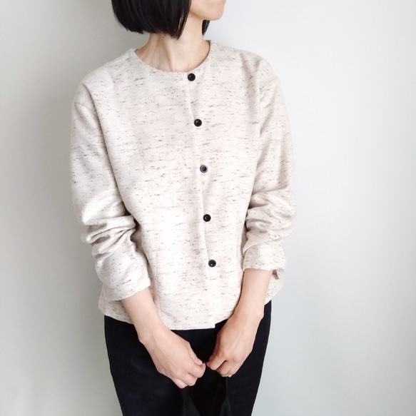 再販！× 7  新！ジャズネップコットンツイードのトップ  ナチュラル 2枚目の画像