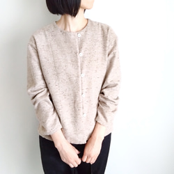 再販！× 10  新！ジャズネップコットンツイードのトップ  ベージュ 2枚目の画像