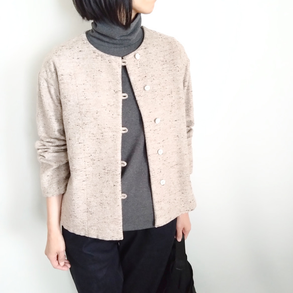 再販！× 10  新！ジャズネップコットンツイードのトップ  ベージュ 9枚目の画像