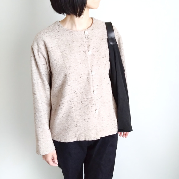 再販！× 10  新！ジャズネップコットンツイードのトップ  ベージュ 6枚目の画像
