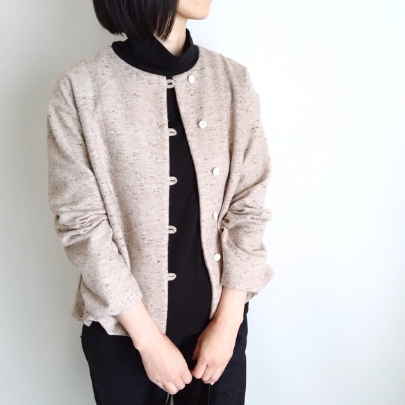 再販！× 10  新！ジャズネップコットンツイードのトップ  ベージュ 7枚目の画像