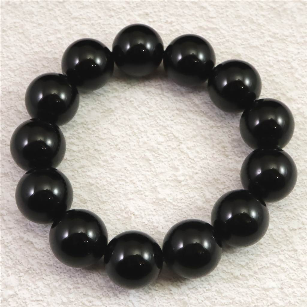 チベット産 天然モリオン水晶(4A)　18mm玉 ブレスレット 105.23g #75251